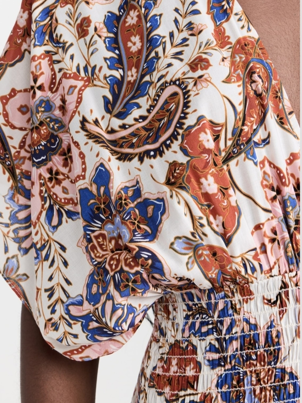 Misa Della Floral Smocked Waist Short Dress in Sz Large New With Tag Ret $370 - Picture 2 of 10